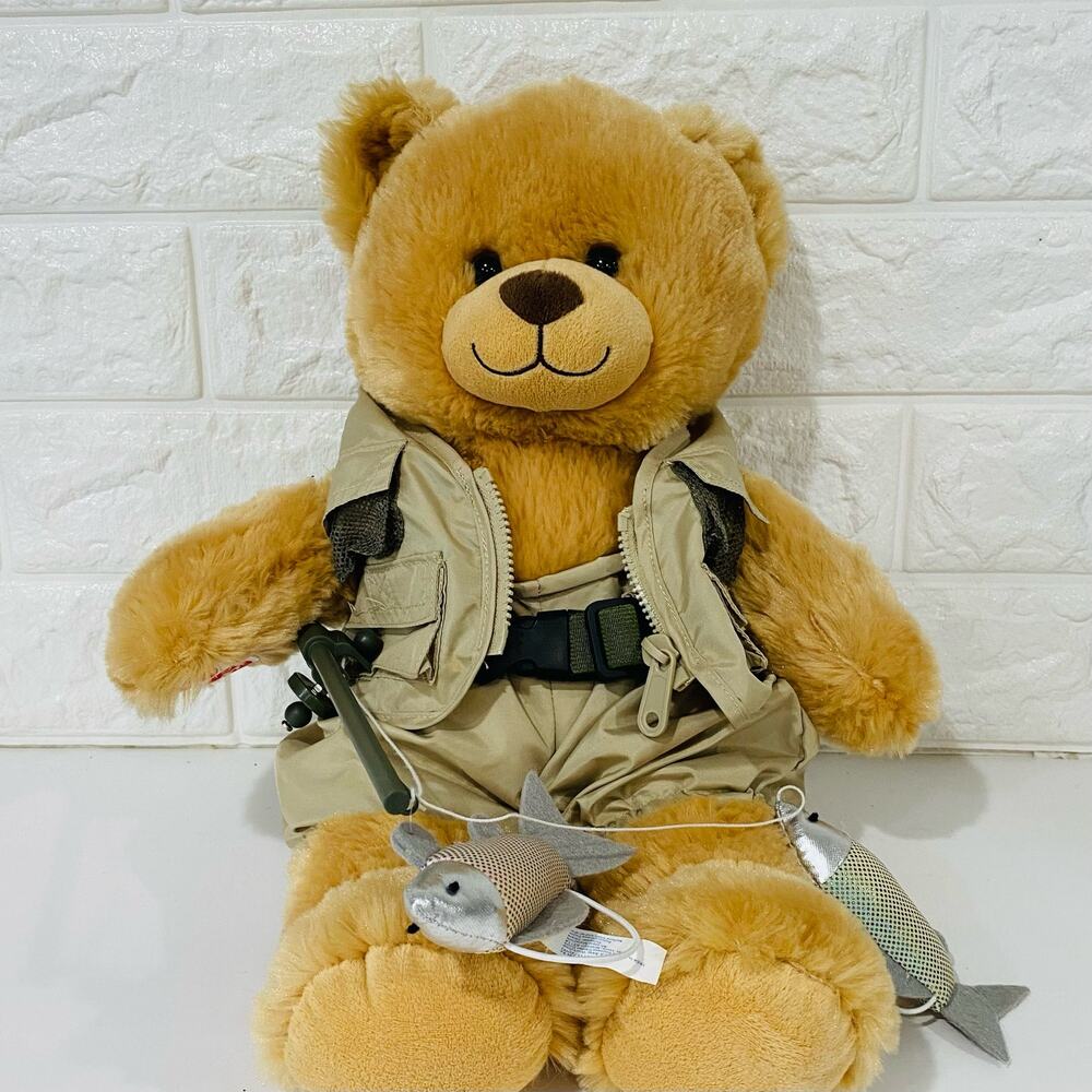 Build A Bear Fisherman Bear Fishing Outfit Plush Pole Fish Waders Teddy BAB